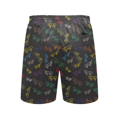 Skateboard Print Design LKS301 Men's Swim Trunks Beach Shorts