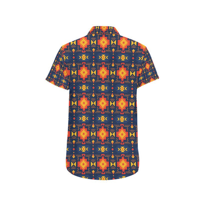 Southwest Pattern Print Design LKS307 Men Short Sleeve Button Up Shirt