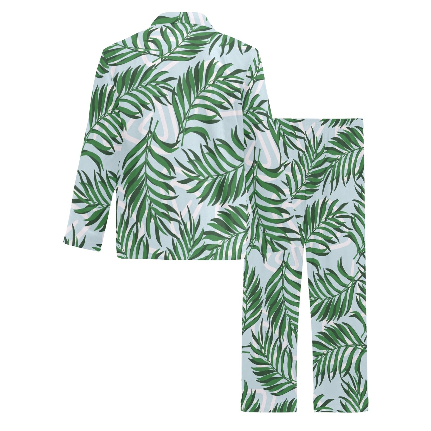 Palm Leaves Pattern Print Design PL06 Men's Long Pajama Set