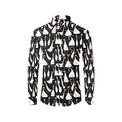 Goose Print Design LKS401 Men's Long Sleeve Dress Shirt