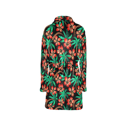 Hawaiian Themed Pattern Print Design H022 Women's Fleece Robe