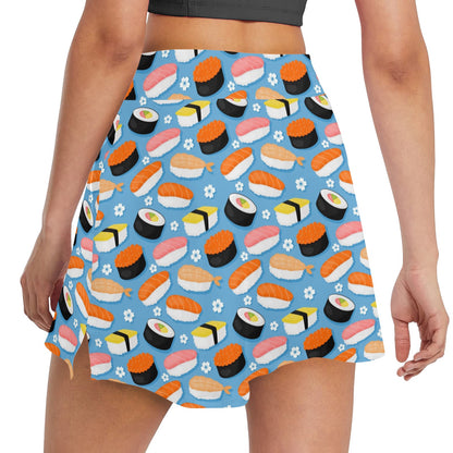 Sushi Print Design LKS304 17" Golf & Pickleball Skort with Pockets