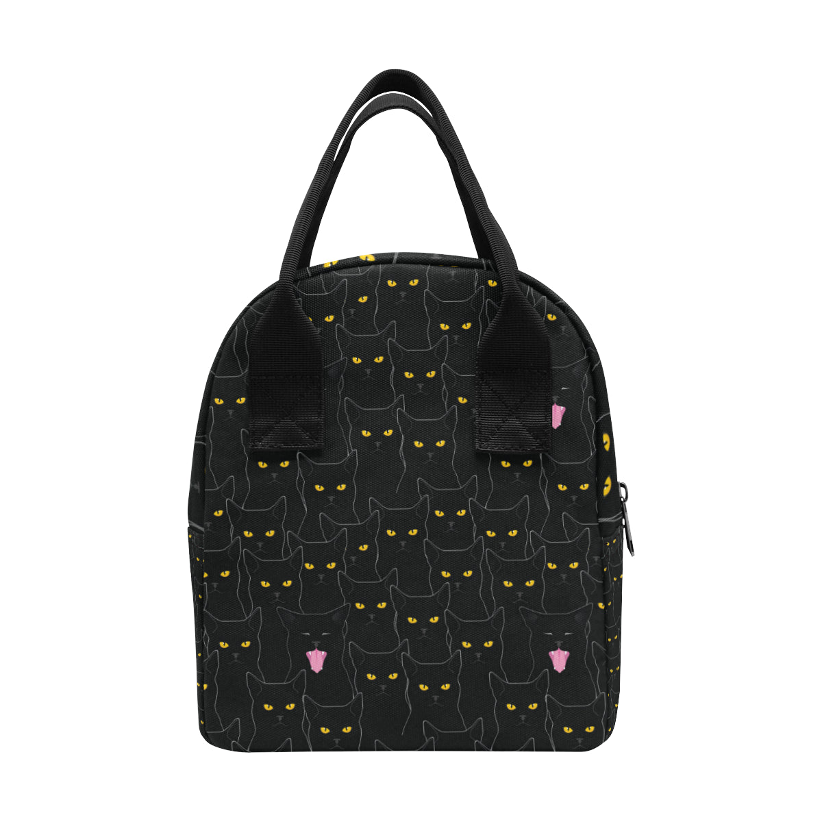 Black Cat Yellow Eyes Print Pattern Insulated Lunch Bag