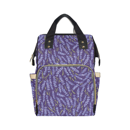 Lavender Pattern Print Design 03 Diaper Bag Backpack