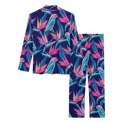 Tropical Flower Pattern Print Design TF024 Women's Long Pajama Set