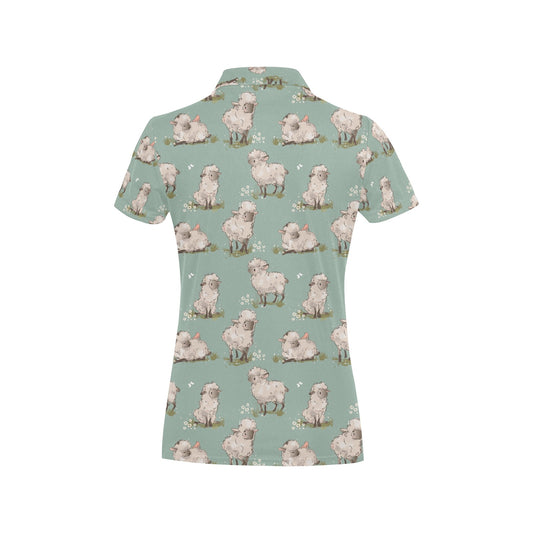 Sheep Print Design LKS405 Women's Polo Shirt