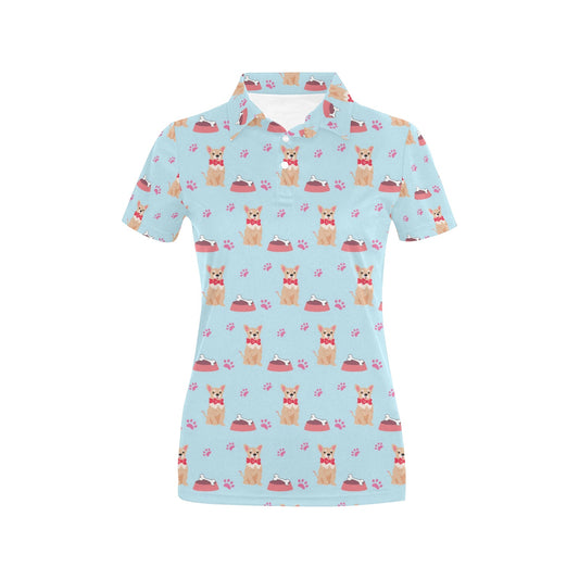 Chihuahua Pattern Print Design 05 Women's Polo Shirt