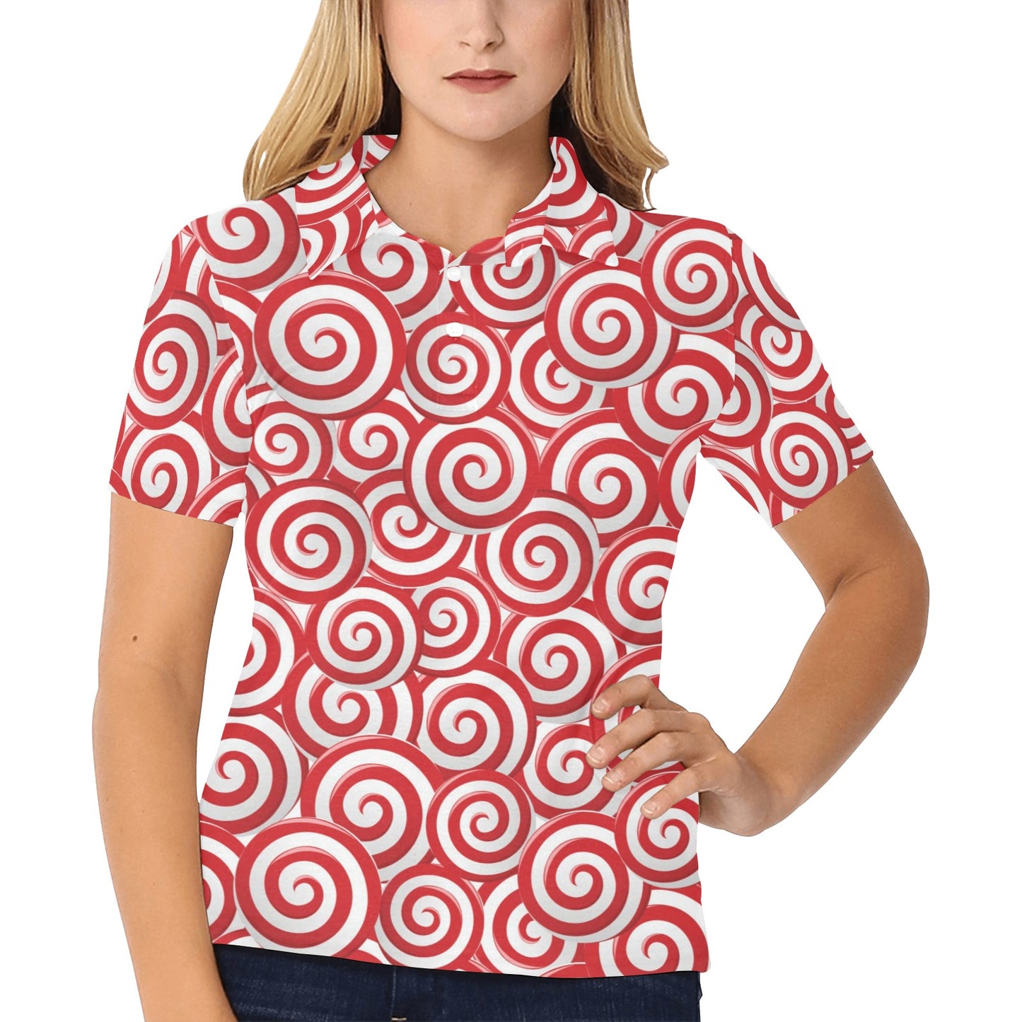 Candy Pattern Print Design 03 Women's Polo Shirt