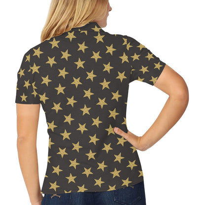Star Gold Print Design LKS302 Women's Polo Shirt