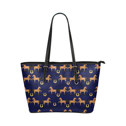 Horse Luxury Themed Pattern Print Leather Tote Bag