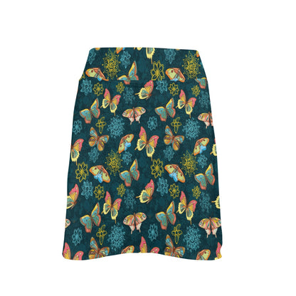 Butterfly Hand Draw Print Pattern 17" Golf & Pickleball Skort with Pockets