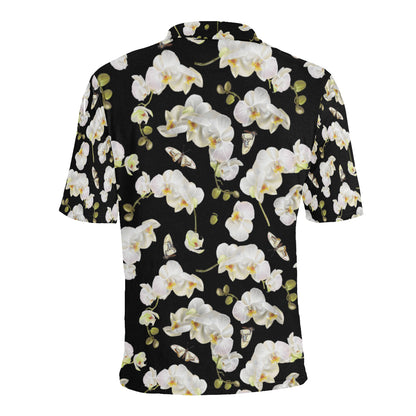 Orchid White Pattern Print Design OR011 Men Polo Shirt