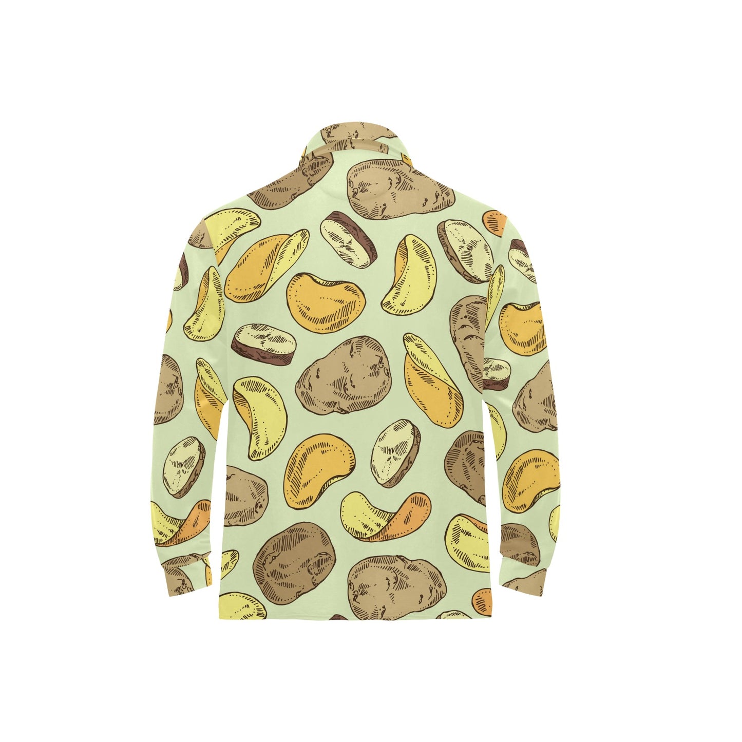 Potato Pattern Print Design A03 Long Sleeve Polo Shirt For Men's
