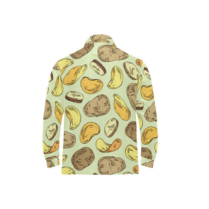 Potato Pattern Print Design A03 Long Sleeve Polo Shirt For Men's