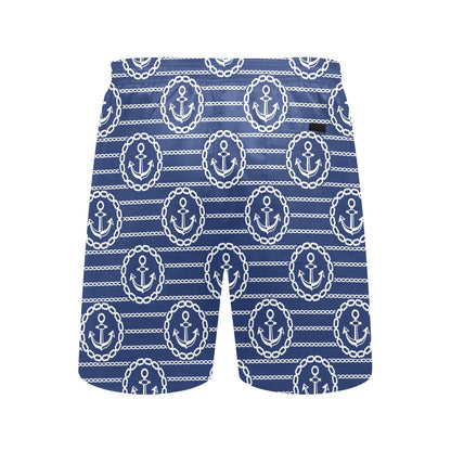 Anchor Stripe Pattern Men's Swim Trunks Beach Shorts