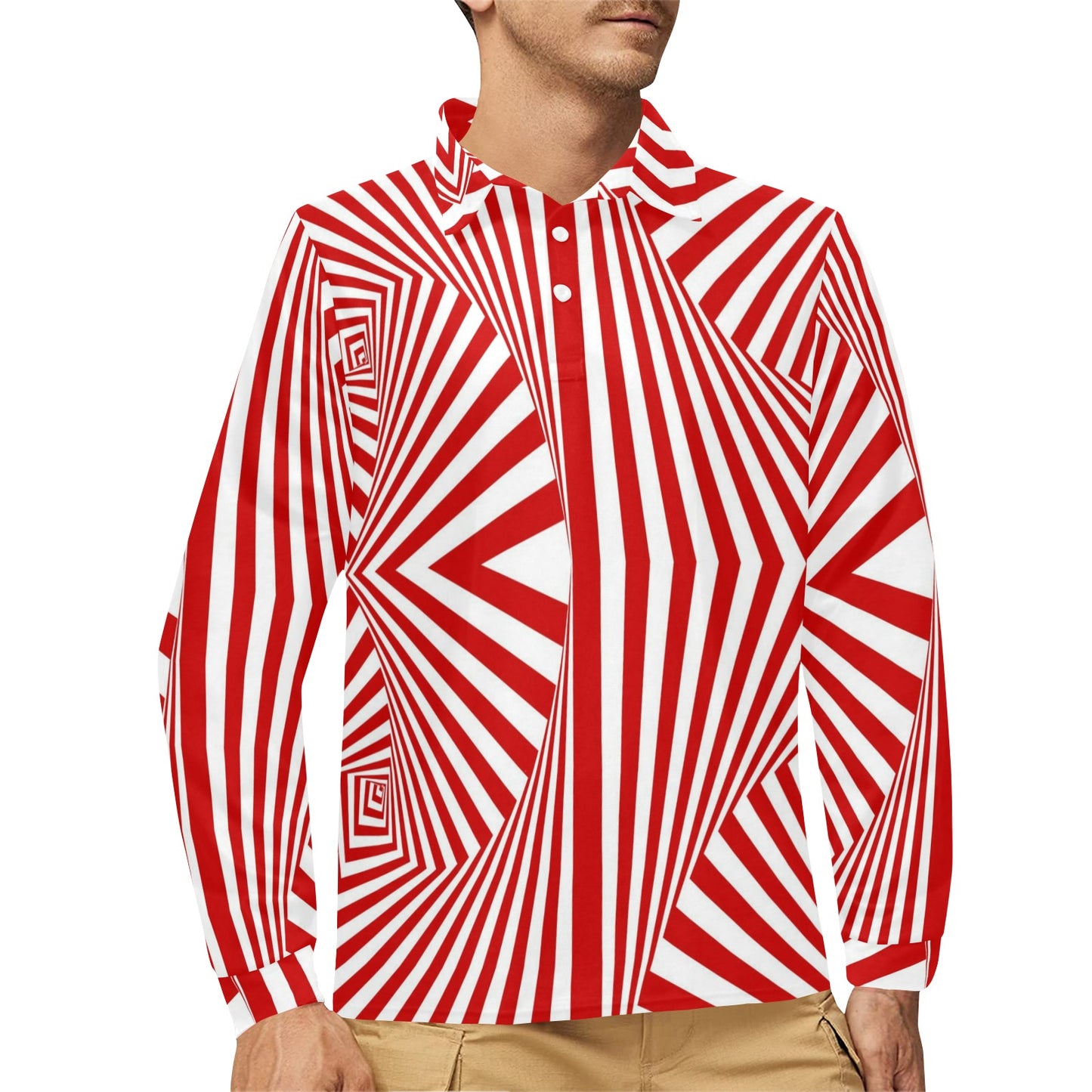 Vortex Print Design LKS304 Long Sleeve Polo Shirt For Men's