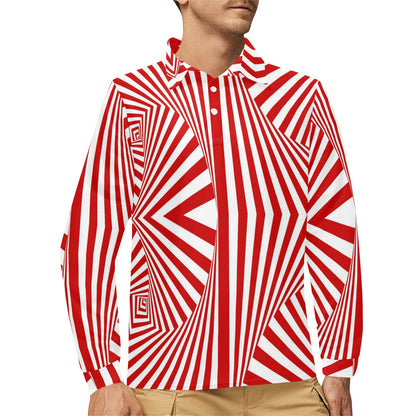 Vortex Print Design LKS304 Long Sleeve Polo Shirt For Men's