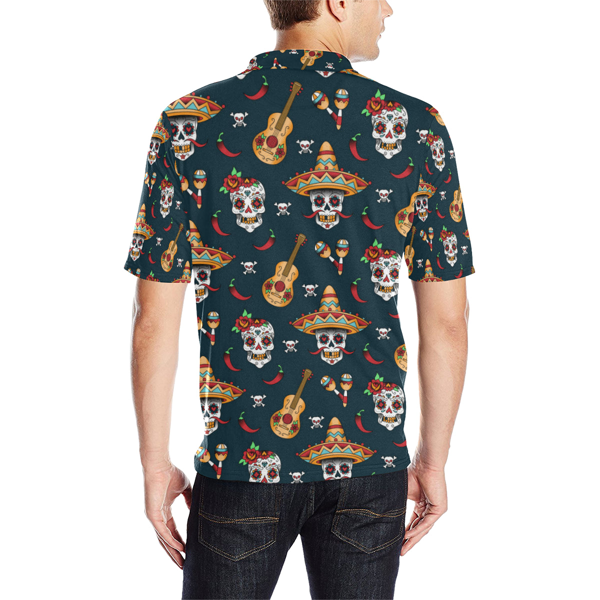 sugar skull Mexican Men Polo Shirt