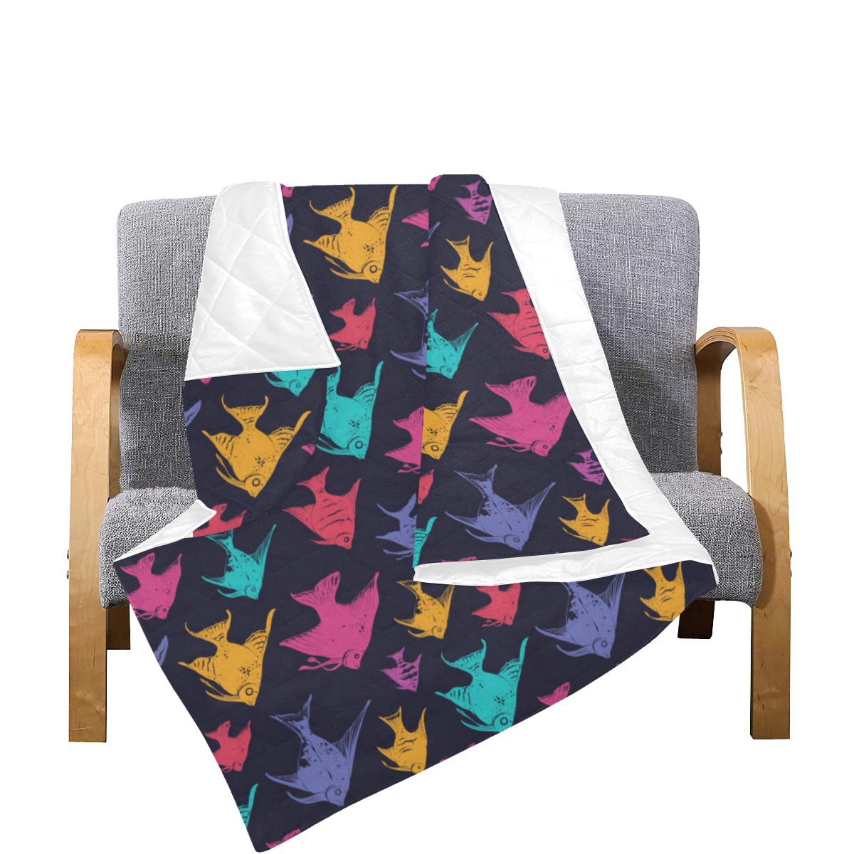 Angelfish Colorful Pattern Print Design 03 Premium Quilt