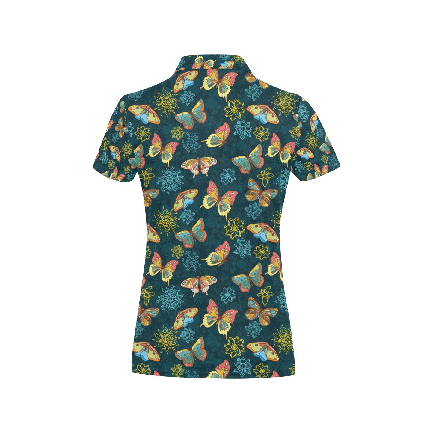 Butterfly Hand Draw Print Pattern Women's Polo Shirt