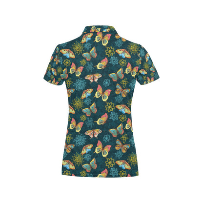 Butterfly Hand Draw Print Pattern Women's Polo Shirt