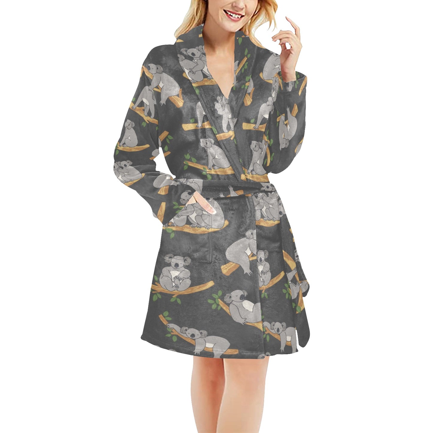 Koala Pattern Print Design 07 Women's Fleece Robe