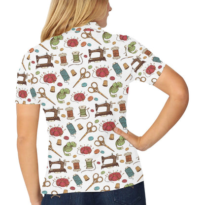 Sewing Equipment Print Design LKS304 Women's Polo Shirt