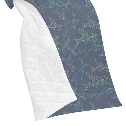 Flying Fish Pattern Print Design 02 Premium Quilt