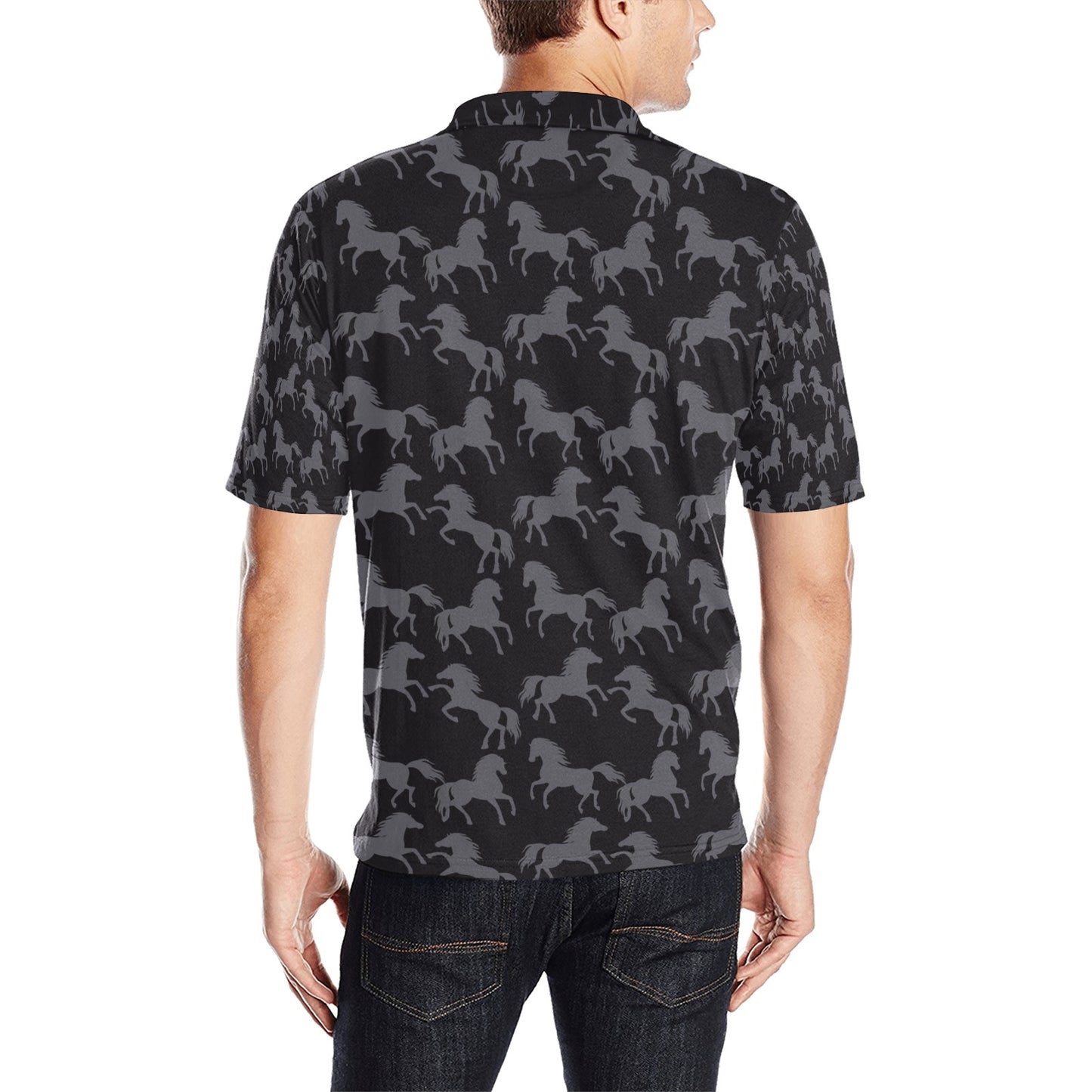 Horse Print Design LKS305 Men Polo Shirt