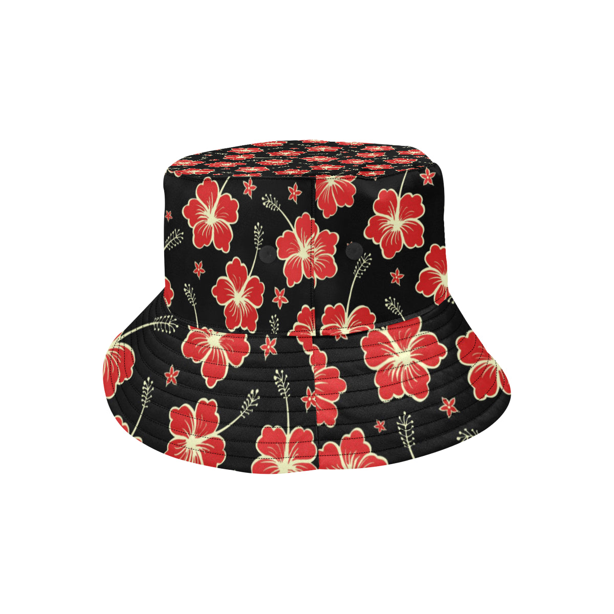 Red Hibiscus Pattern Print Design HB021 Unisex Bucket Hat