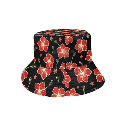 Red Hibiscus Pattern Print Design HB021 Unisex Bucket Hat