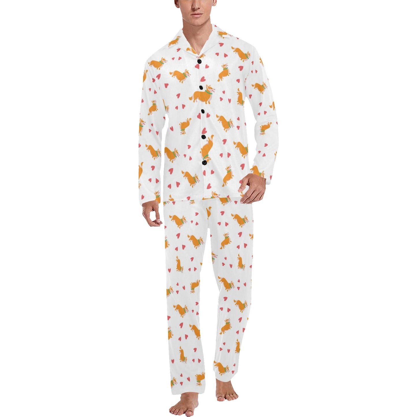 Cardigan Welsh Corgis Pattern Print Design 04 Men's Long Pajama Set