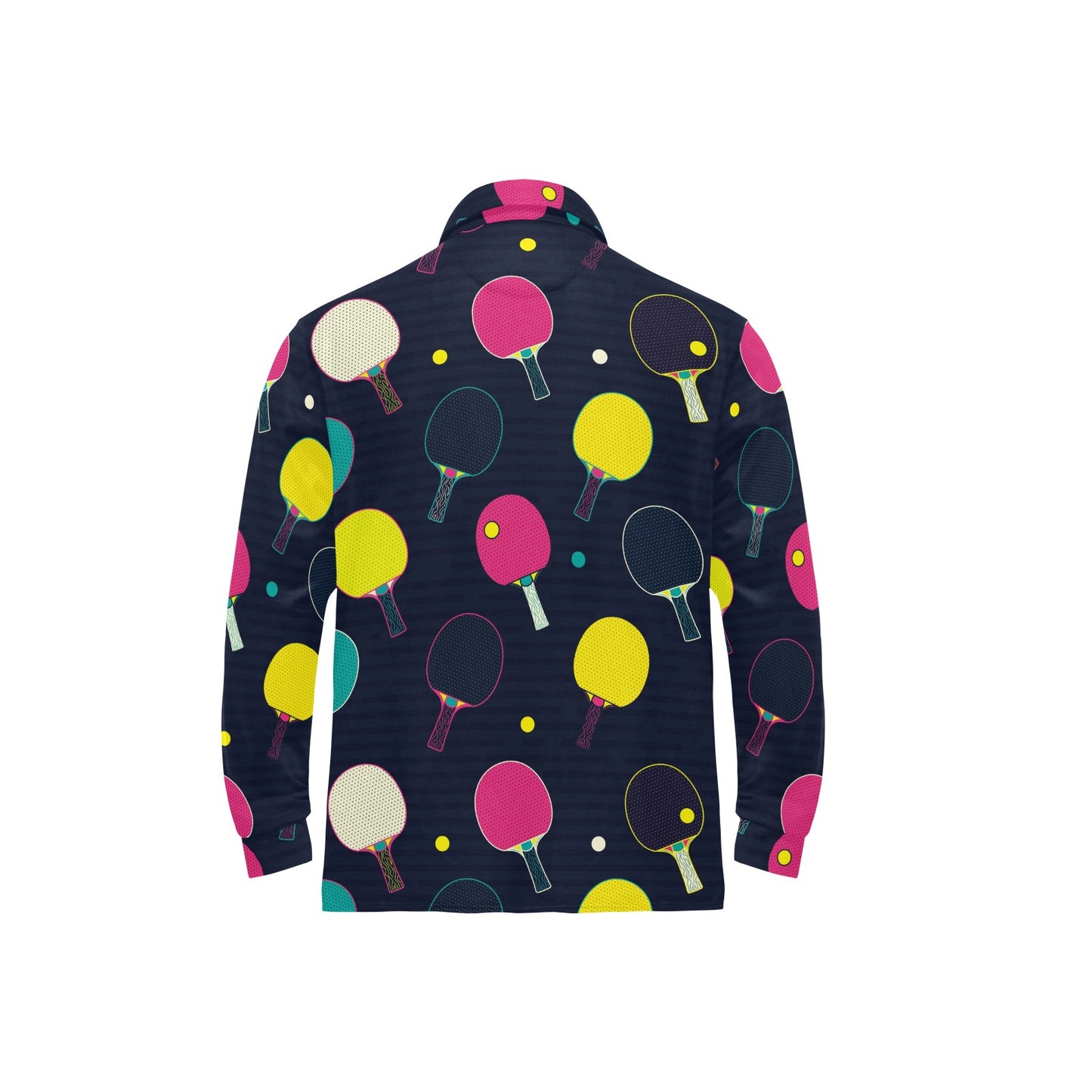 Ping Pong Pattern Print Design A04 Long Sleeve Polo Shirt For Men's