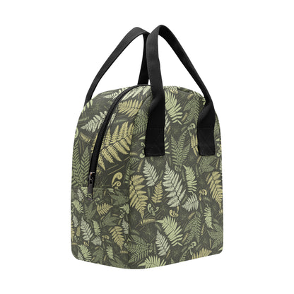 Fern Leave Green Print Pattern Insulated Lunch Bag