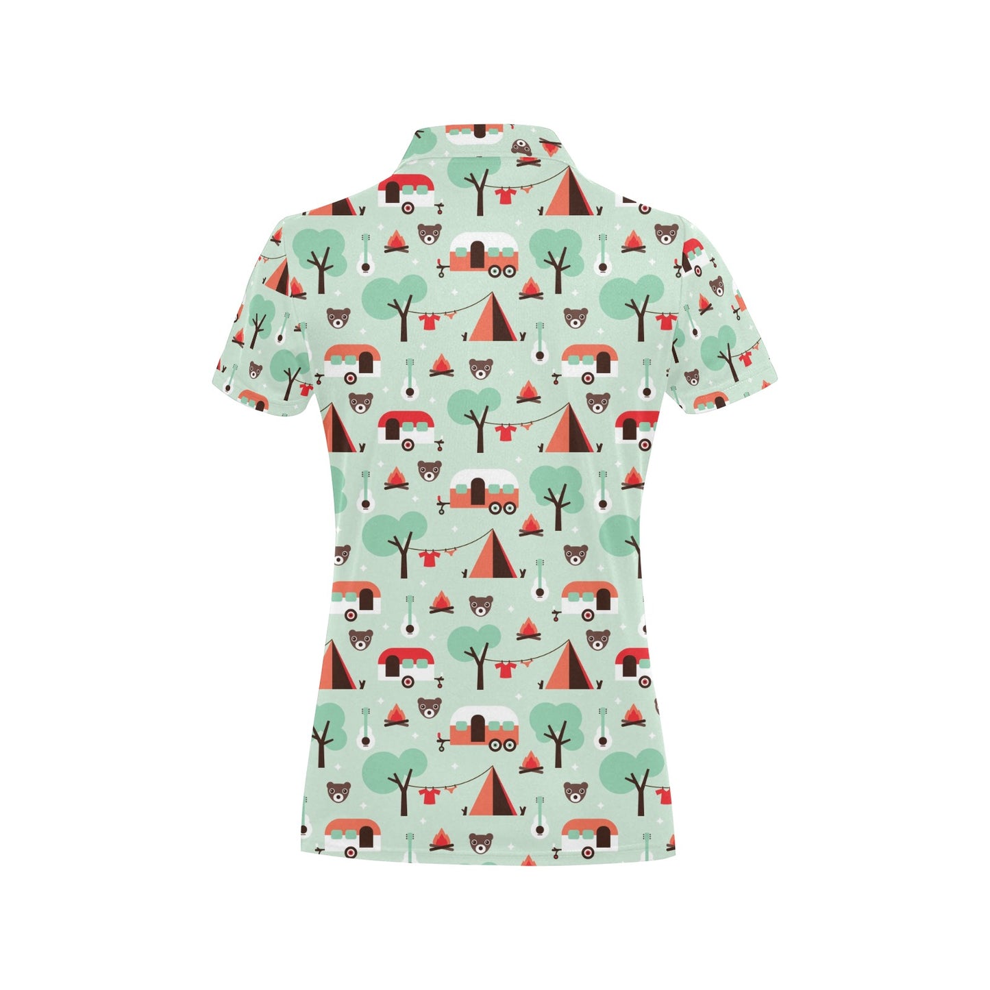 Camper Tent Pattern Print Design 01 Women's Polo Shirt