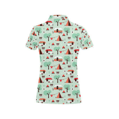 Camper Tent Pattern Print Design 01 Women's Polo Shirt