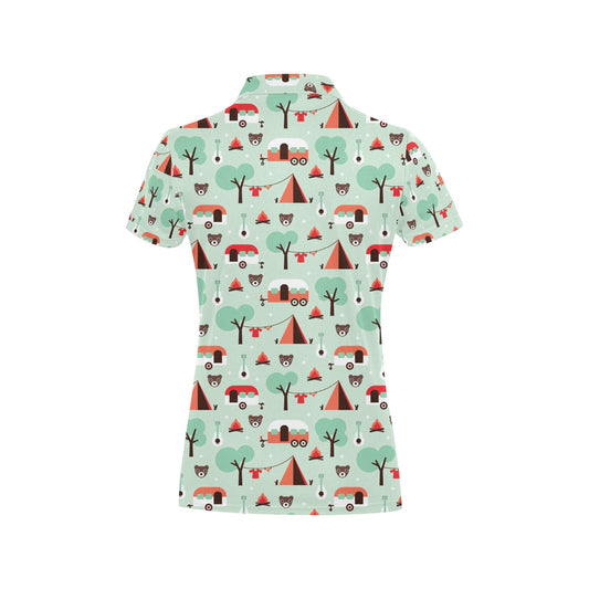 Camper Tent Pattern Print Design 01 Women's Polo Shirt