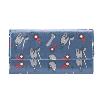 Equestrian Equipment Background Women's Trifold Wallet