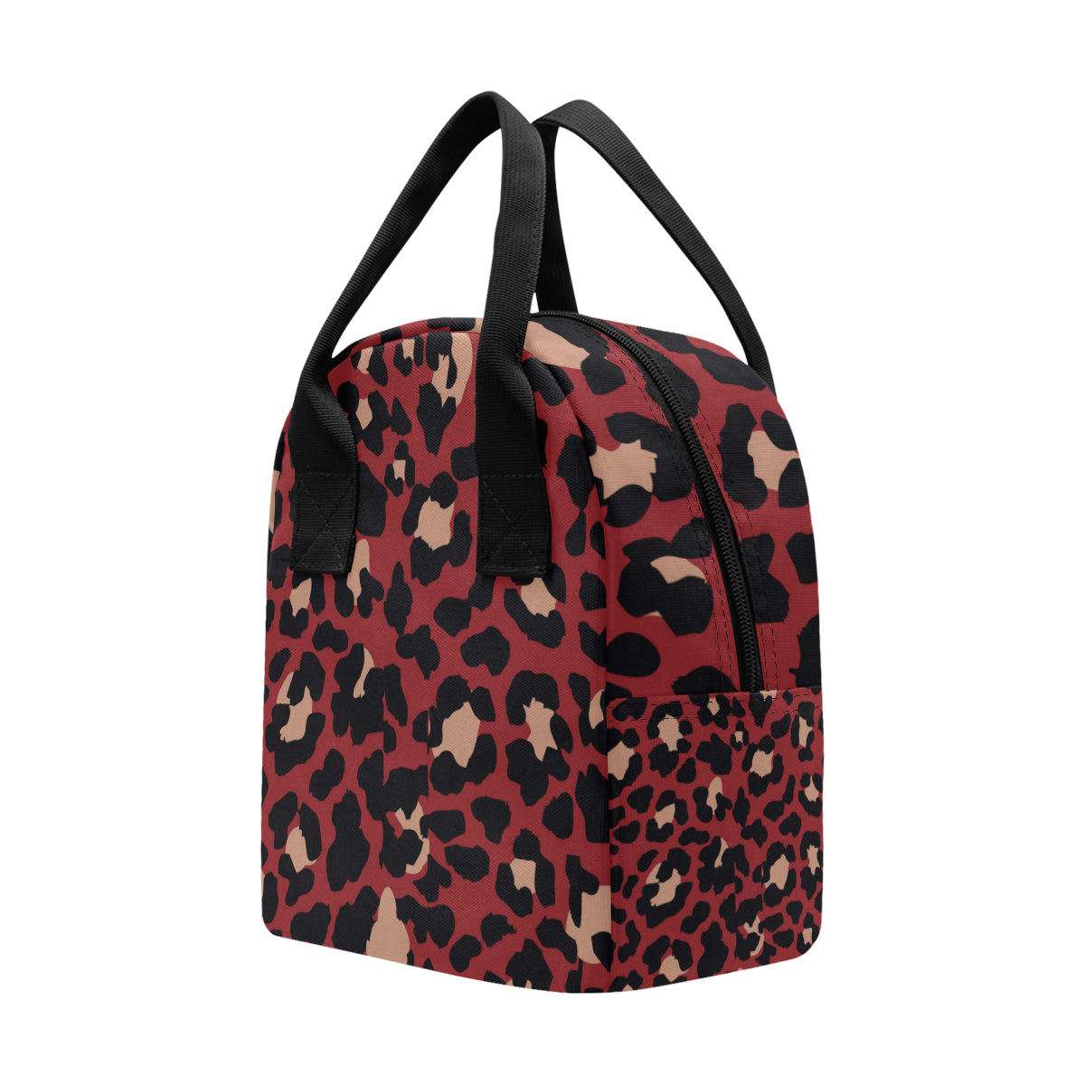Cheetah Red Print Pattern Insulated Lunch Bag