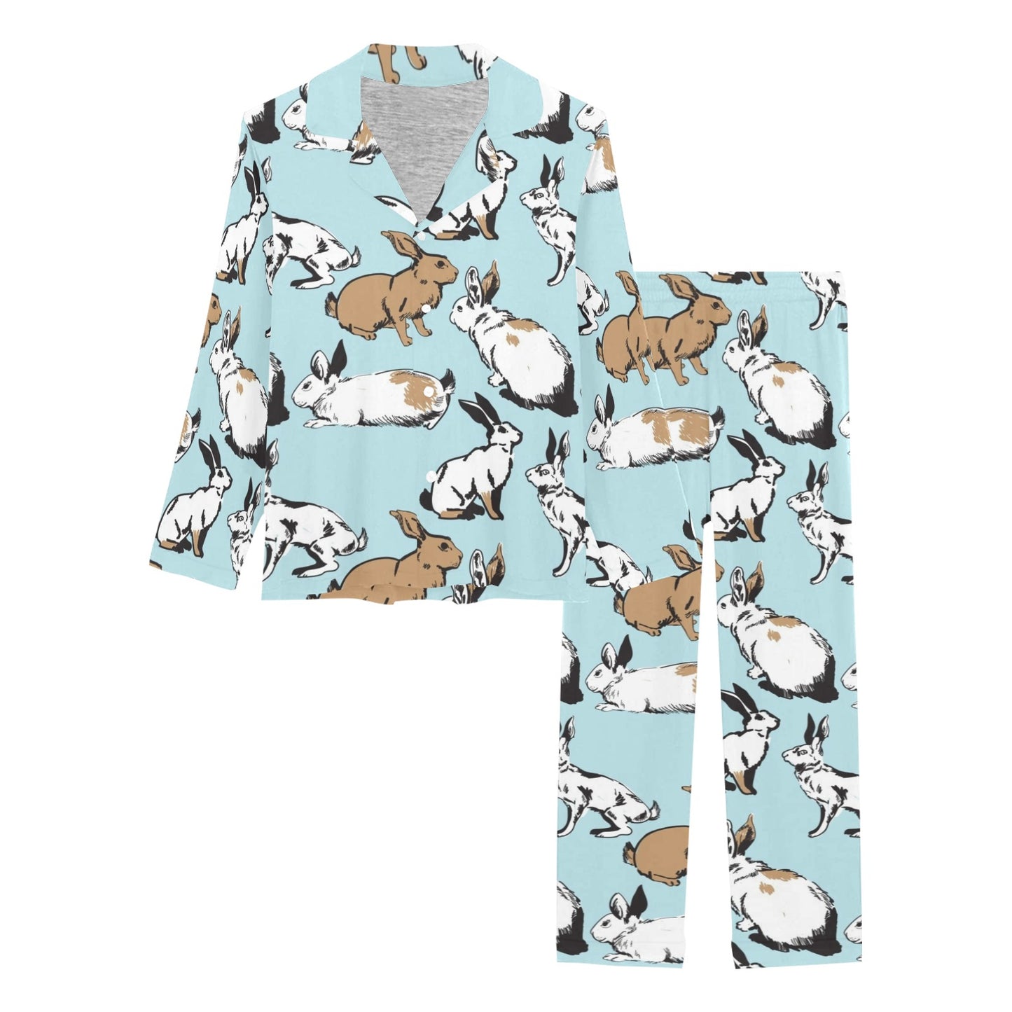 Rabbit Pattern Print Design RB018 Women's Long Pajama Set