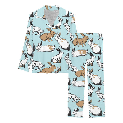 Rabbit Pattern Print Design RB018 Women's Long Pajama Set