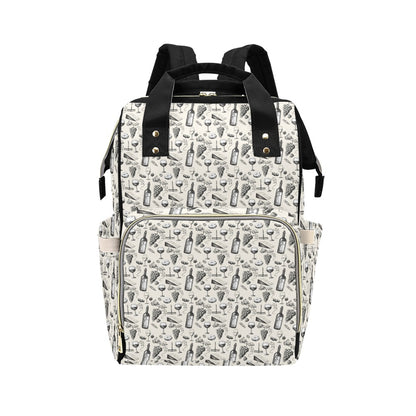 Wine Themed Print Design LKS306 Diaper Bag Backpack