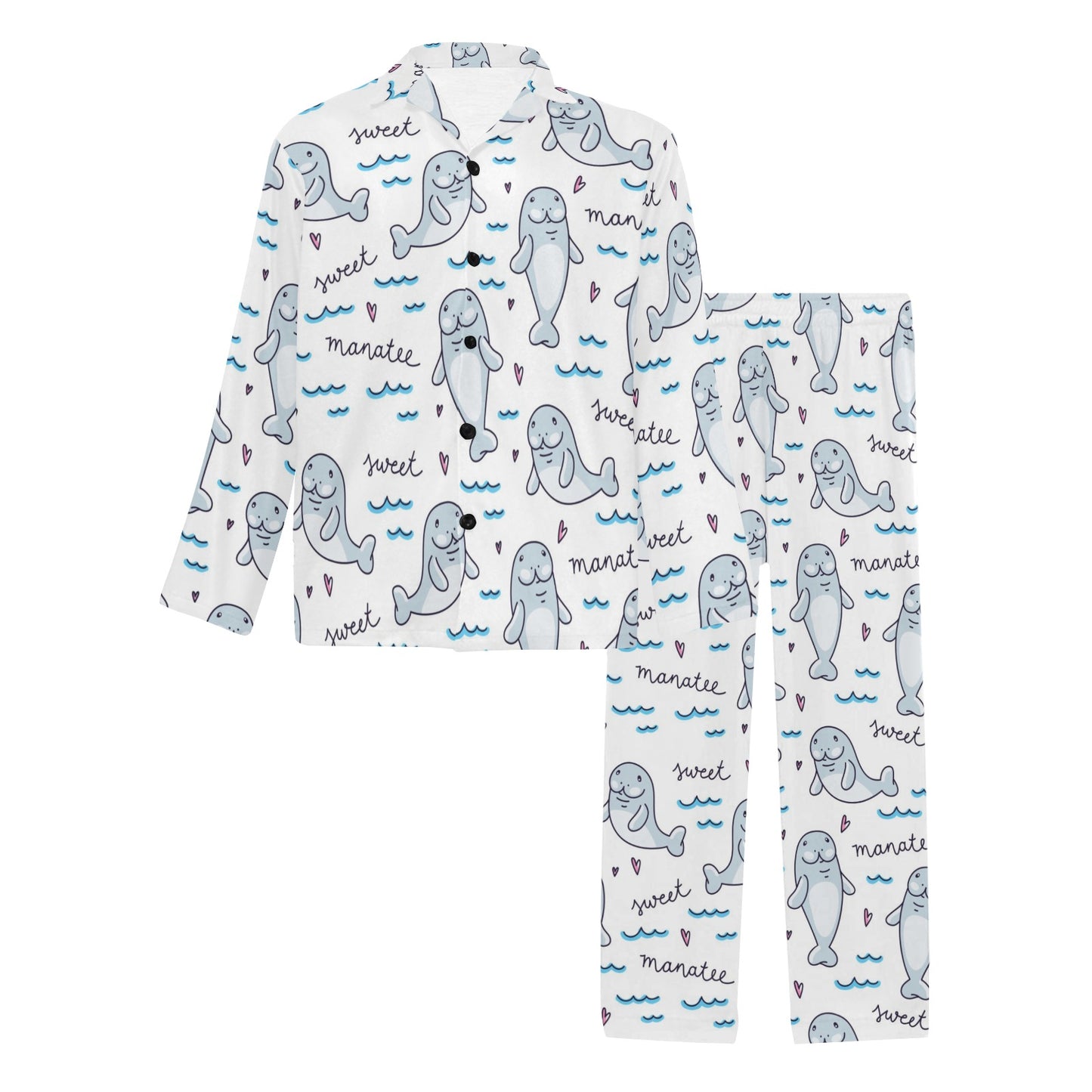 Manatee Baby Pattern Print Design 03 Men's Long Pajama Set
