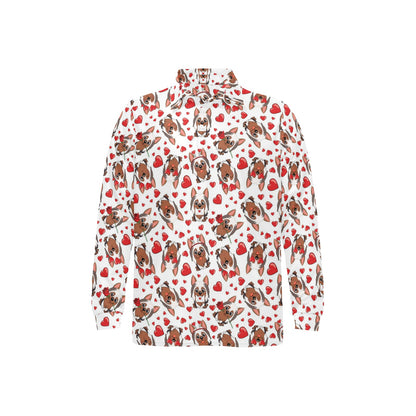 Silky Terriers Heart Print Design LKS302 Long Sleeve Polo Shirt For Men's