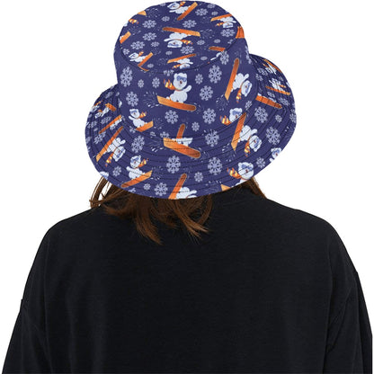 Snowboard Bear Print Design LKS305 Unisex Bucket Hat