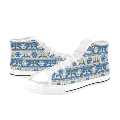 Reindeer Print Design LKS401 Men's High Top Canvas Shoes