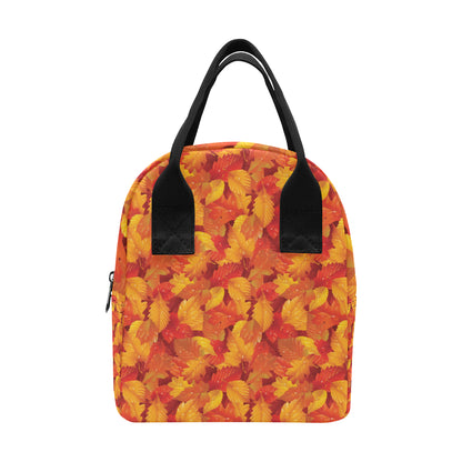 Elm Leave Autum Print Pattern Insulated Lunch Bag