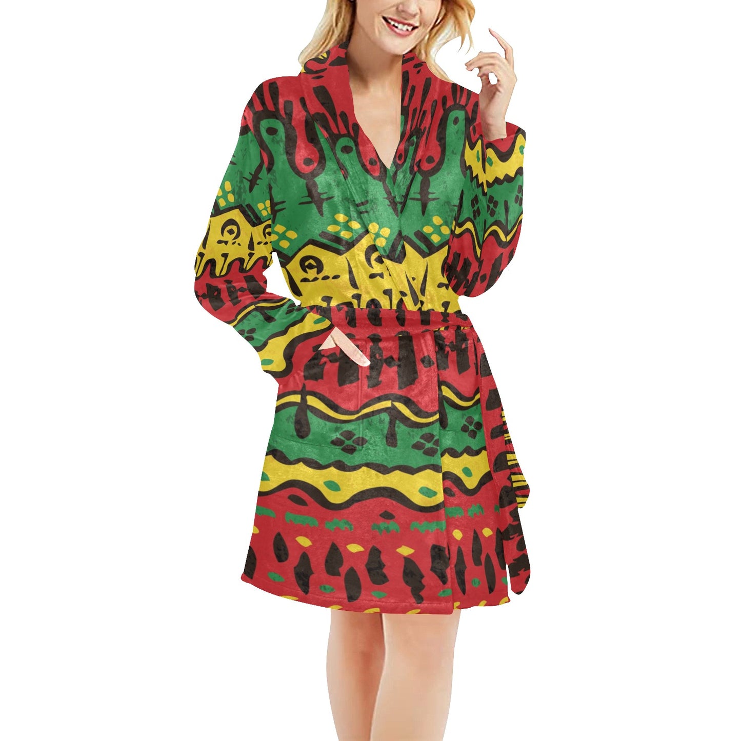 Rasta Pattern Print Design A01 Women's Fleece Robe