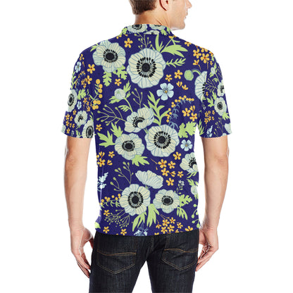 Anemone Pattern Print Design AM06 Men Polo Shirt