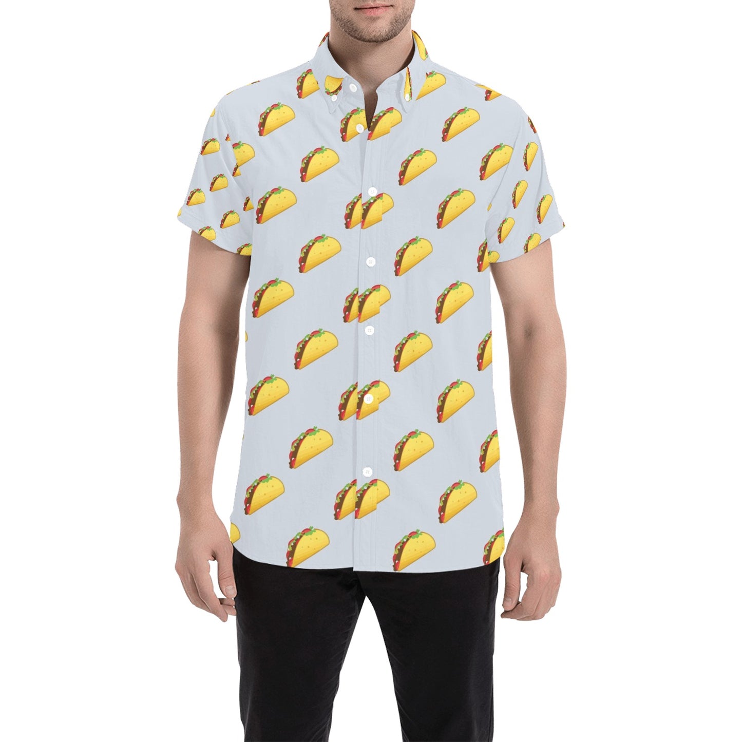 Taco Print Design LKS304 Men Short Sleeve Button Up Shirt